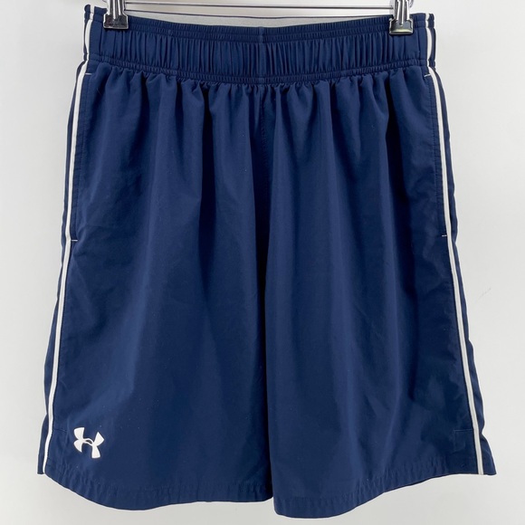 Under Armour Mens Athletic Shorts Navy Blue Heat Gear M - Picture 1 of 4